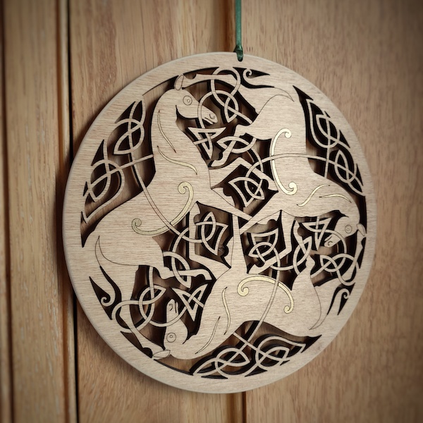 Wooden Hanging of Three Horses