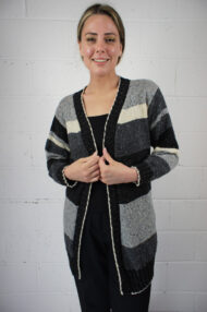 Coal Long Striped Marcia Cardigan