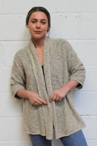 Dark Natural Oat Long Crail Cardigan
