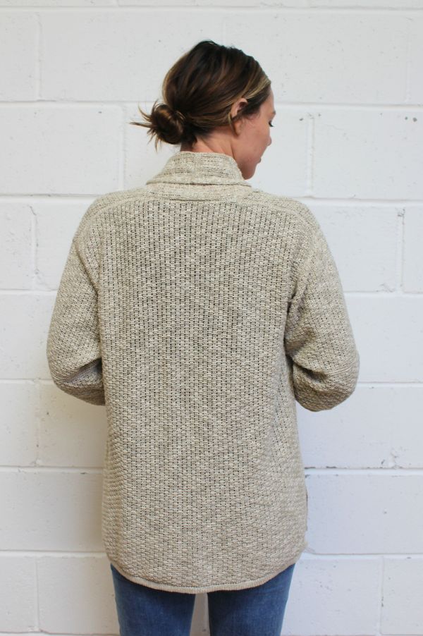 Dark Natural Oat Long Crail Cardigan