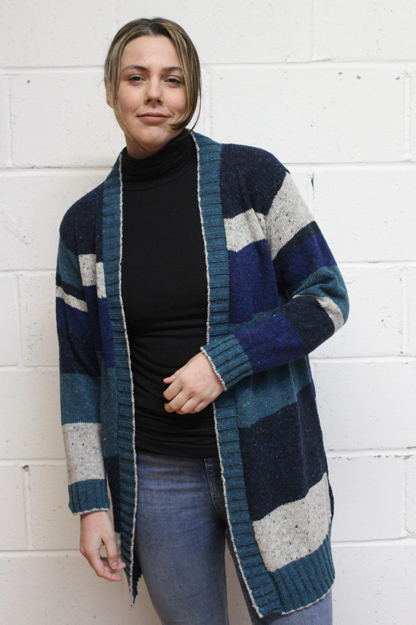 Marine Long Striped Marcia Cardigan