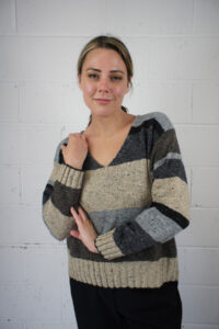 Stone Striped V Neck