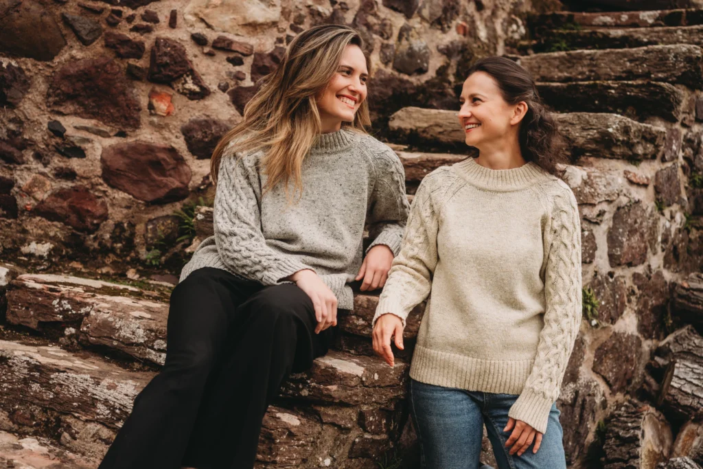 Kintyre Jumpers in Shetland Wool in Cairn and White