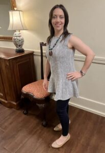 Rachel in a Sally tunic dress