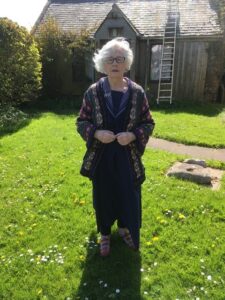 Sheila in her vintage Bill Baber cardigan