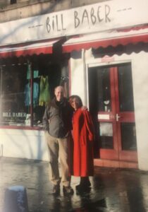 Bill and Helen outside the Grassmarket store around 1990