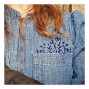 Made In Scotland: Rebecca's favourite denim dress with wildflowers embroidered!
