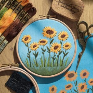 Made ln Scotland Sunflower embroidery kit