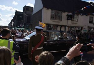 A Royal visit, the late Queen and Duke of Edinburgh drive past our York shop in April 2012
